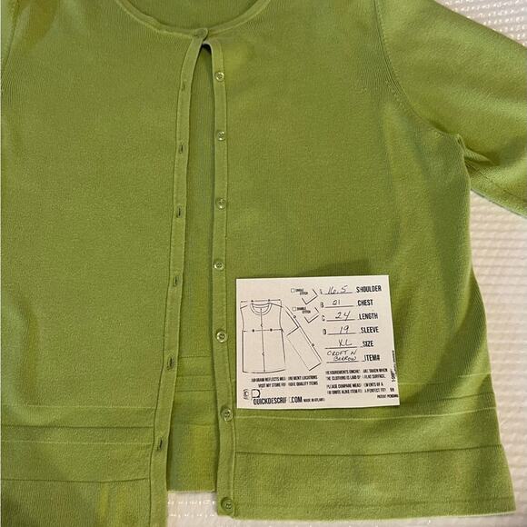 Croft and Barrow green open front button down cardigan. Women’s - Picture 3 of 8